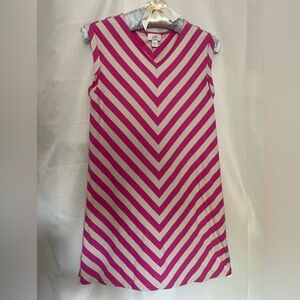 LOFT  pink/beige chevron stripe casual dress. Size MP.